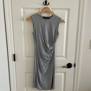 Theory Gray Ruched Bodycon Mini Dress